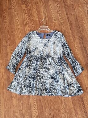Women's Slate Blue and White Printed Mini Dress